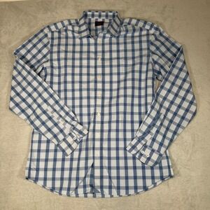 UNTUCKit Keaton WF Blue White Gingham Wrinkle Free Shirt Mens XL Tall 40461